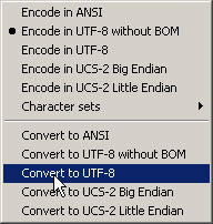 Notepad++ конвертация в UTF-8