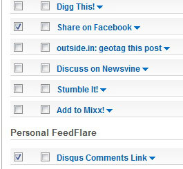 Настройка FeedFlare в feedburner